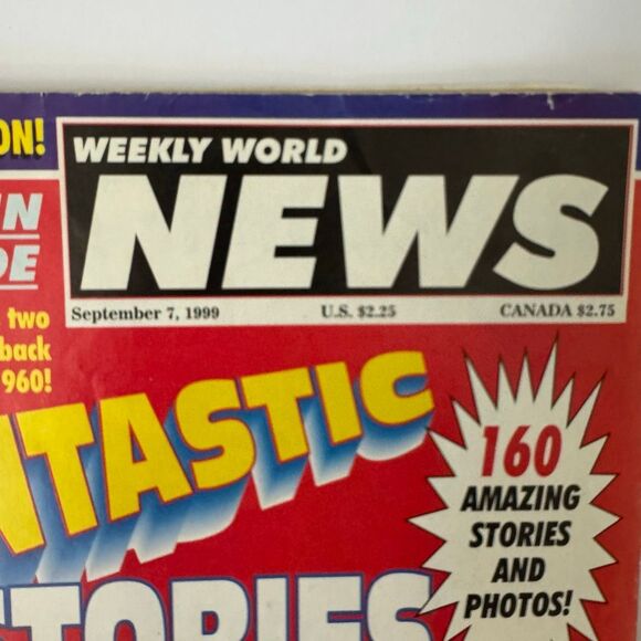 Vintage Weekly World News Tabloid Paper 1999 Bat Boy Rampage Retro Pop Culture - Picture 2 of 4